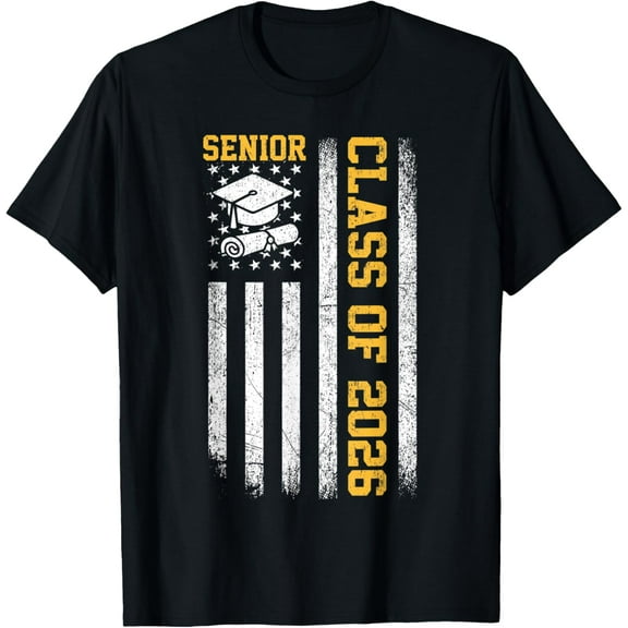 Exquisite and comfortable-Senior 26 Class of 2026 American Flag Graduation 2026 Gifts T-Shirt