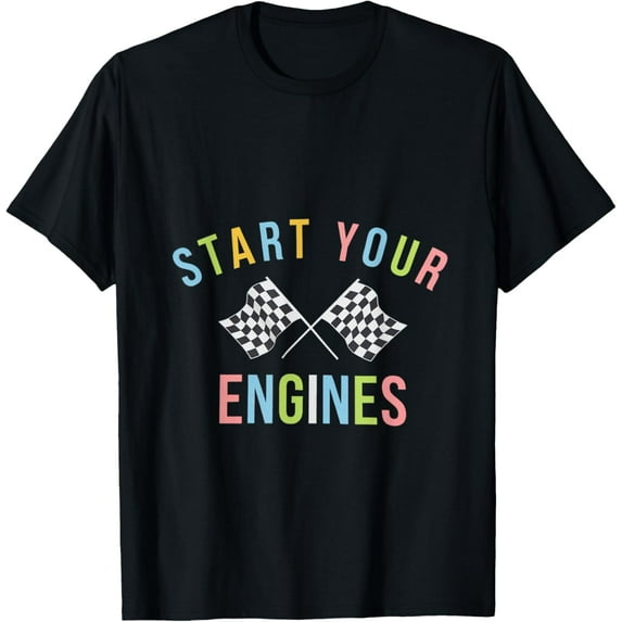 Exquisite and comfortable-Start Your Engines Checkered Flag Racing Adventure T-Shirt