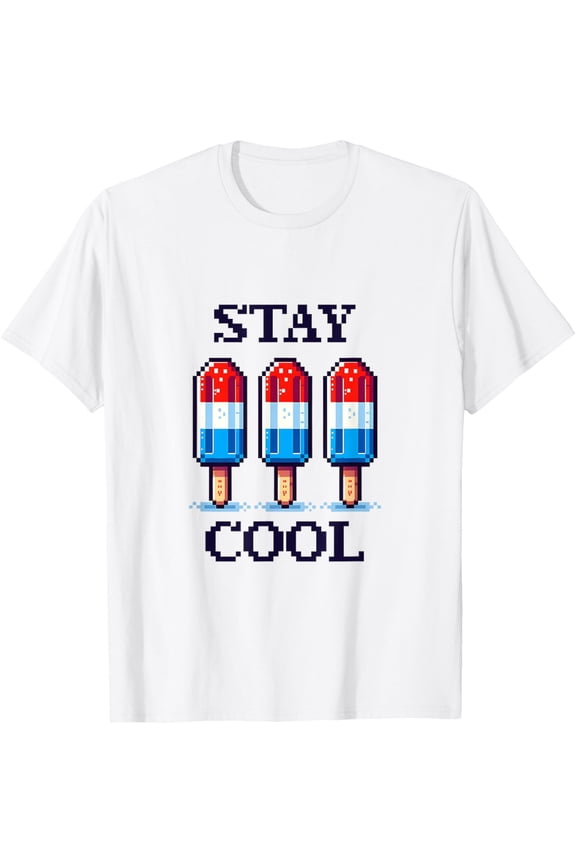 Exquisite and comfortable-Stay Cool Pixel Pop Red White & Blue Popsicle Summer T-Shirt