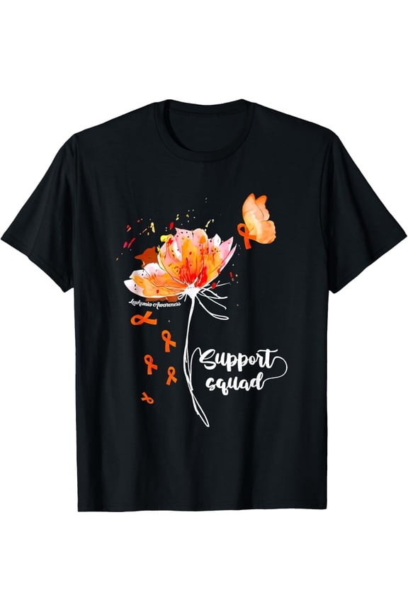 Exquisite and comfortable-Support Squad Orange Ribbon Leukemia Blood Cancer Awareness T-Shirt