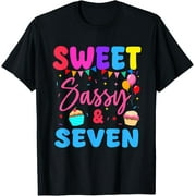 Exquisite and comfortable-Sweet Sassy & Seven 7th Birthday Girl Cupcake 7 Year Old T-Shirt