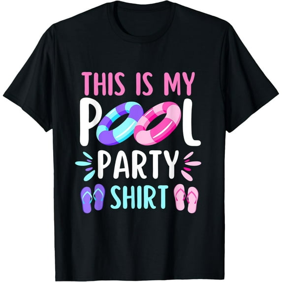 Exquisite and comfortable-This Is My Pool Party Shirt Pastel Pool Floats Flip Flops T-Shirt