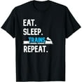 thumbnail image 1 of Exquisite and comfortable-Train Shirt For Boys Eat Sleep Trains Repeat Railroad Worker T-Shirt, 1 of 4