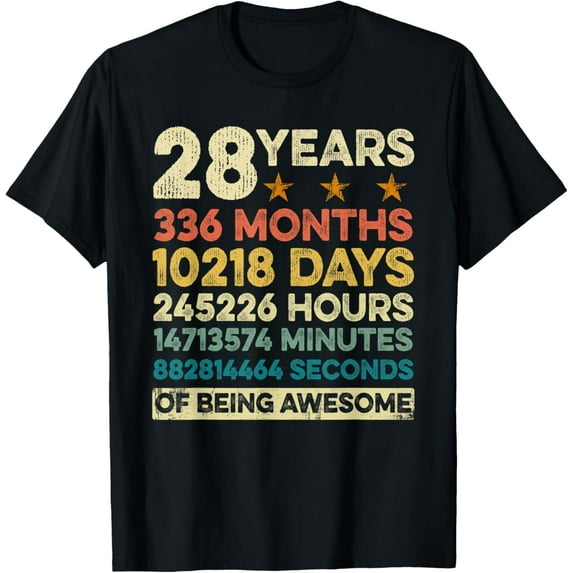 Exquisite and comfortable-Vintage 28th Birthday Gift 28 Years Old 336 Months T-Shirt