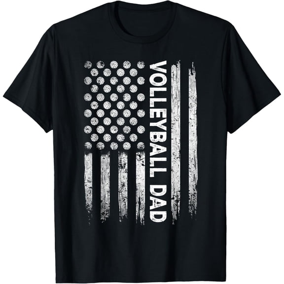 Exquisite and comfortable-Vintage Volleyball Dad USA Flag Retro Fathers Day Daddy Papa T-Shirt