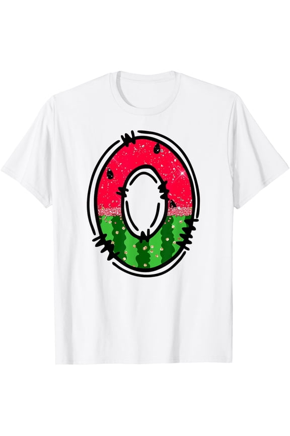 Exquisite and comfortable-Watermelon Monogram Letter O Initial Design Fun Summer Fruit T-Shirt