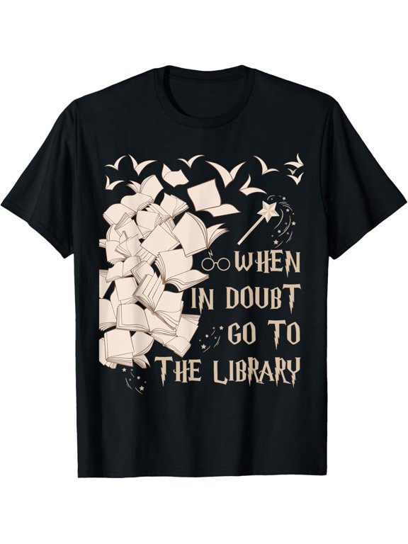 Exquisite and comfortable-When In Doubt Go To The Library Unisex-Adults Black T-Shirt Small