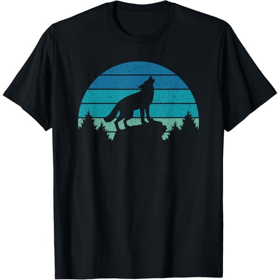 Exquisite and comfortable-Wolf Blue Retro Sunset Wild Animal Wilderness Wolves T-Shirt