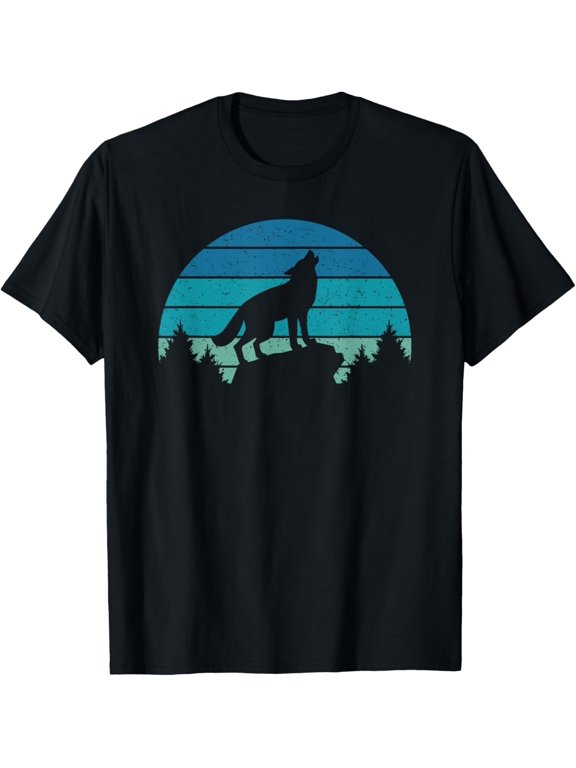 Exquisite and comfortable-Wolf Blue Retro Sunset Wild Animal Wilderness Wolves T-Shirt