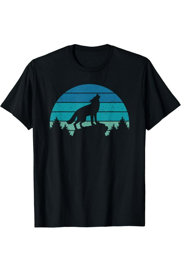 Exquisite and comfortable-Wolf Blue Retro Sunset Wild Animal Wilderness Wolves T-Shirt