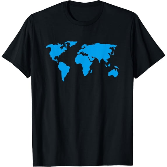 Exquisite and comfortable-World Map Blue - Earth Cartography Terra Globe Geography T-Shirt