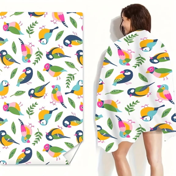 Exquisite bird-patterned beach towels, suitable for the beach, pool, bathroom, camping trips, and yoga fitness