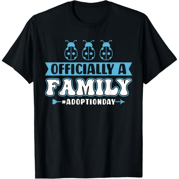 Exquisite and comfortable-Officially A Family - Adoption Day T-Shirt - Black - Unisex Kids' S - Crew Neck - Short Sleeve - Classic Fit - Modern Casual - Adoption Day Design