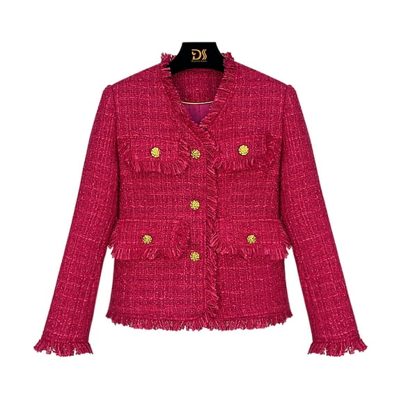 Exquisite fashionable elegant high-end temperament V-neck design socialite's small fragrance style jacket top