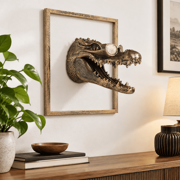Exquisitel Head Wall Sculpture (gift Metal Frame) - Imitation Copper Vintdecor For Living Room Bedroom & Office | Decorative Hang
