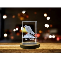 Exquisitely Crafted Crystal Falcon Sculpture | Unique Engraved Home Decor