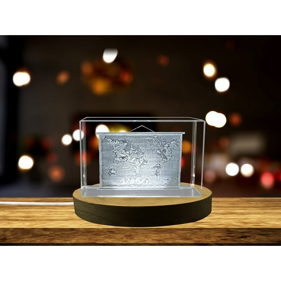 Exquisitely Crafted Crystal Map Sculpture - A Detailed Geographic Landscape