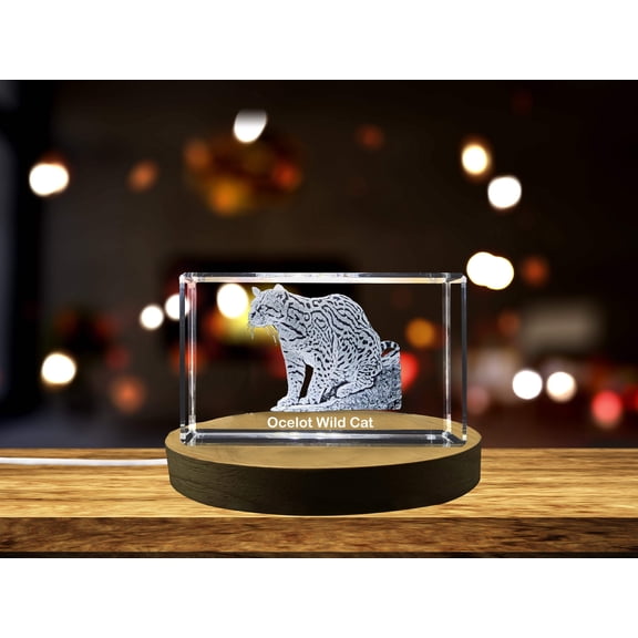Exquisitely Detailed Ocelot Crystal Sculpture