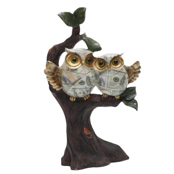 Exquisites Owl Ornament with Water Transfer Detailing Resins Owl Perching On Tree Branch Sculpture for Home Display