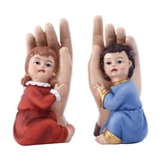 Exquisites Resins Boy and Girl In Hand Sculpture Children Figurine Set for Christian Holiday Indoor Tabletop Decorations