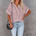 thumbnail image 1 of Exrradully Fashion Women Summer Short Sleeve T-Shirts Solid V-Neck Casual Blouse Tops Cotton T-shirt, 1 of 9