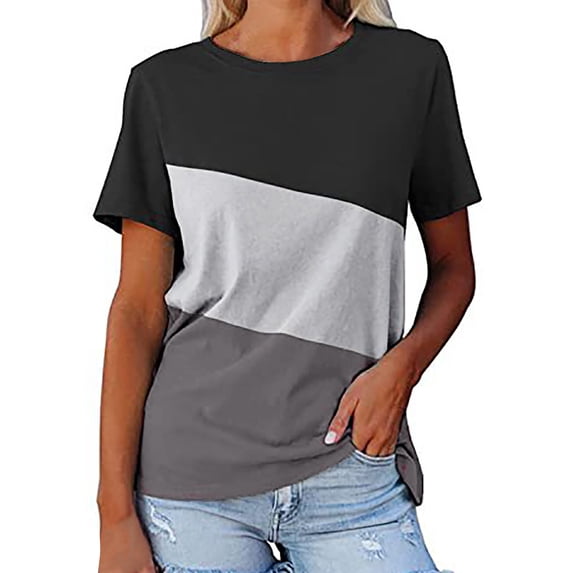 Exrradully Fashion Women's Summer Round-Neck Short Sleeve Print Casual T-shirt Blouse Family gifts