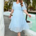 thumbnail image 1 of Exrradully Women Loose Fashion Casual Round-Neck Solid Short Sleeve Mid-Length Sleeve Size Dress Young Adlut Dress, 1 of 8