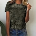 thumbnail image 1 of Sevevn Women's Crew Neck Velvet Tops Short Sleeve T-Shirt Casual Fashion Blouse Womens Loose T-shirt, 1 of 8