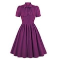 thumbnail image 1 of Sevevn Women's Short Sleeve Round Neck Solid Color Lacing Single-Breasted Loose Hem Dress Sexy Summer Dress Sun Dresses for Women Casual Flowy Summer Dresses for Women Womens Summer Dresses, 1 of 5