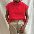 thumbnail image 1 of Exrradully Women's Solid Color Short Sleeve Casual Open Button Pullover Casual Loose Cotton Shirt Cotton T-shirt, 1 of 6