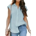 thumbnail image 1 of Sevevn Women's Summer Casual Short Sleeve Blouse Button Solid Color Turndown Collar T-Shirt Tops Womens T-shirt, 1 of 7