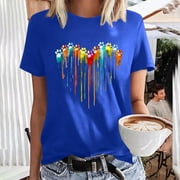 Sevevn Womens Fashion Women Summer Sexy Gradient Print Regular Women Short Sleeves Great Gifts for Less