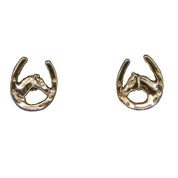 Exselle 246199 Horse Head in Horseshoe Earrings Gold Plate