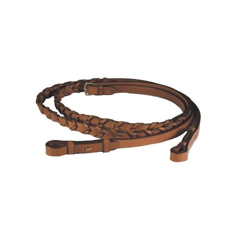 Exselle AERE60 0.62 x 60 in. Extra Long Laced Reins, Medium Brown