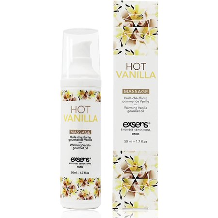 Exsens Hot Vanilla Gourmet Warming Intimate Massage Oil, Flavored, All Natural, Vegan, Non-Staining, 50ml (1.7 fl.oz), 1 Count
