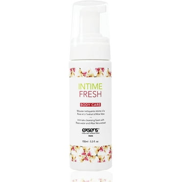 Exsens Intime Fresh Intimate Cleansing Foam with Organic Rose Water and Aloe Vera Extract, Soap Free, pH Balanced, Unisex, Gentle, For Daily Use, 150ml (5.3 fl.oz), 1 count