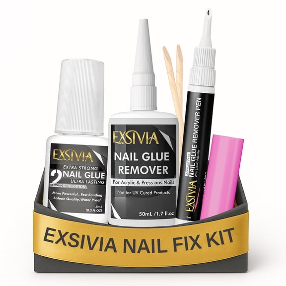 Exsivia Nail Fix Kit Nail Glue, Remover & Pen