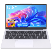 Exsurf 15.6" Laptop computer,Win 11 Pro Notebook, 16GB RAM 1TB SSD, Backlit Keyboard, Fingerprint Unlock,Silver