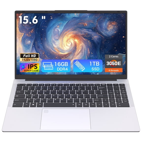 Exsurf 15.6" Windows 11 Pro Laptop, Intel 3050E, 16GB 1TB, Fully Functional Type-C Port, Silver