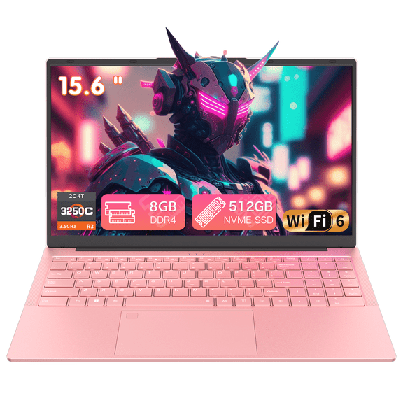 Exsurf 15.6" Laptop computer,Windows 11 Pro, AMD Ryzen 3, 8GB RAM, 512GB SSD, Backlit Keyboard, Fingerprint Unlock,Pink