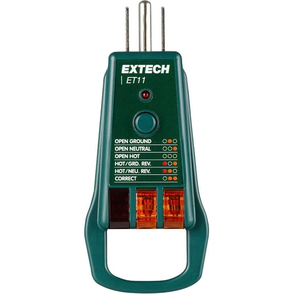 Extech 120V 50/60Hz Gfci Receptacle Tester With Pull Bar