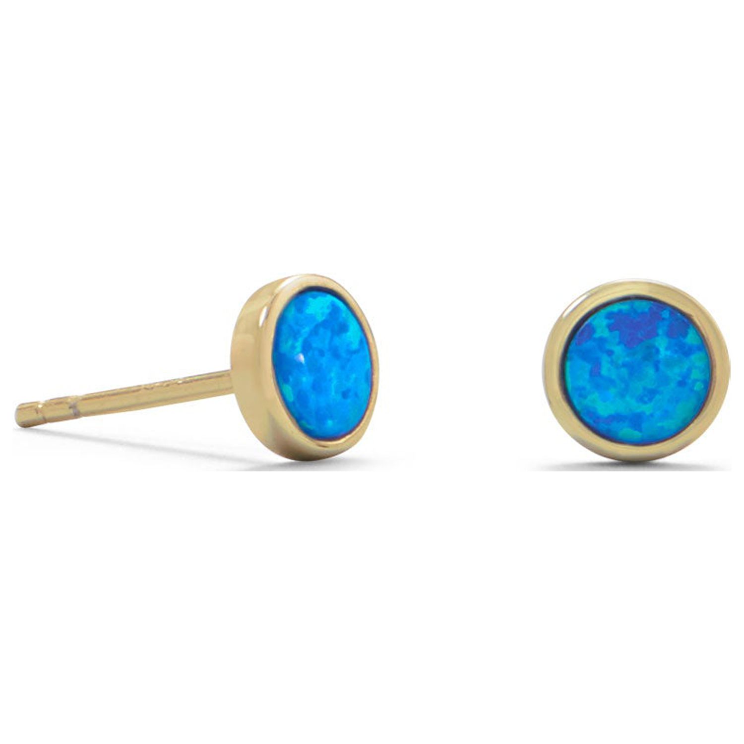 Extel 14 Karat Gold Plated Synthetic Blue Opal Studs