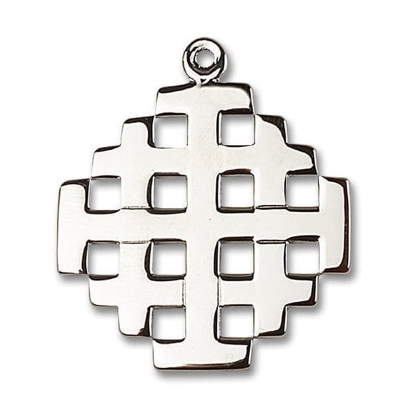 Extel Extra Large Sterling Silver Jerusalem Cross Medal, Made in USA