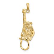 Extel Large 14k Gold 2-D & Textured Hanging Monkey Charm, Made in USA