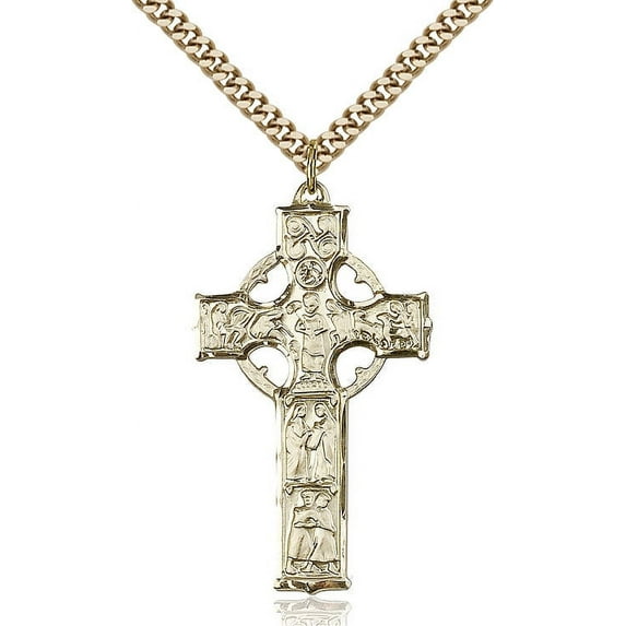 Extel Large 14kt Gold Filled Celtic Cross Pendant with 24" chain, Made in USA