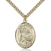 Extel Large Oval 14kt Gold Filled St. Raphael the Archangel Pendant with 24" chain, Made in USA