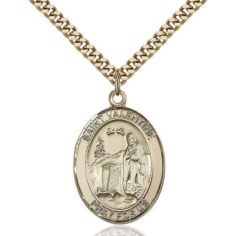 Extel Large Oval 14kt Gold Filled St. Valentine of Rome Pendant with 24\