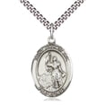 thumbnail image 1 of Extel Large Oval Pewter St. Joan of Arc Pendant with 24" chain, Made in USA, 1 of 10