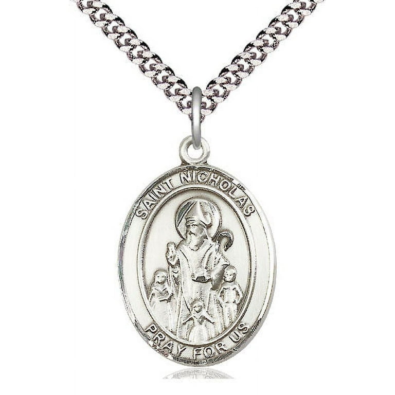 Extel Large Oval Pewter St. Nicholas Pendant with 24