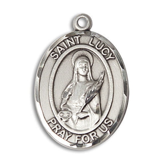 Extel Large Oval Sterling Silver St. Lucy Medal, Made in USA
